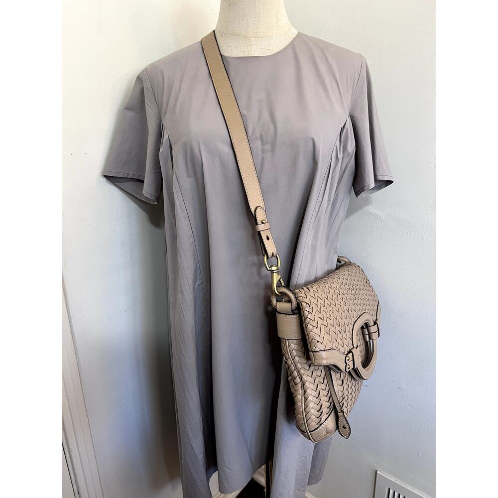 RARE 2006-07 Cole Haan VILLAGE WEAVE Flap Tote Taupe Leather Bag
